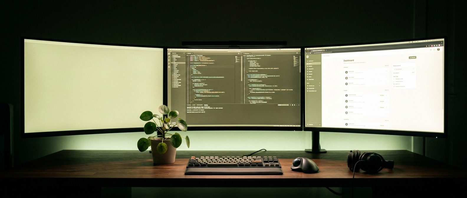 Software engineering workspace with code and app UI