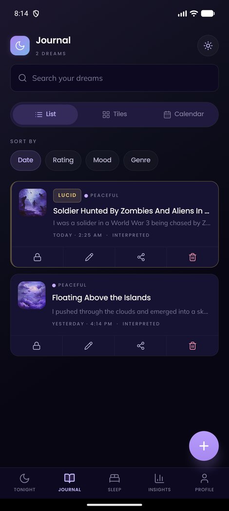 Dream Codex dream journal screen