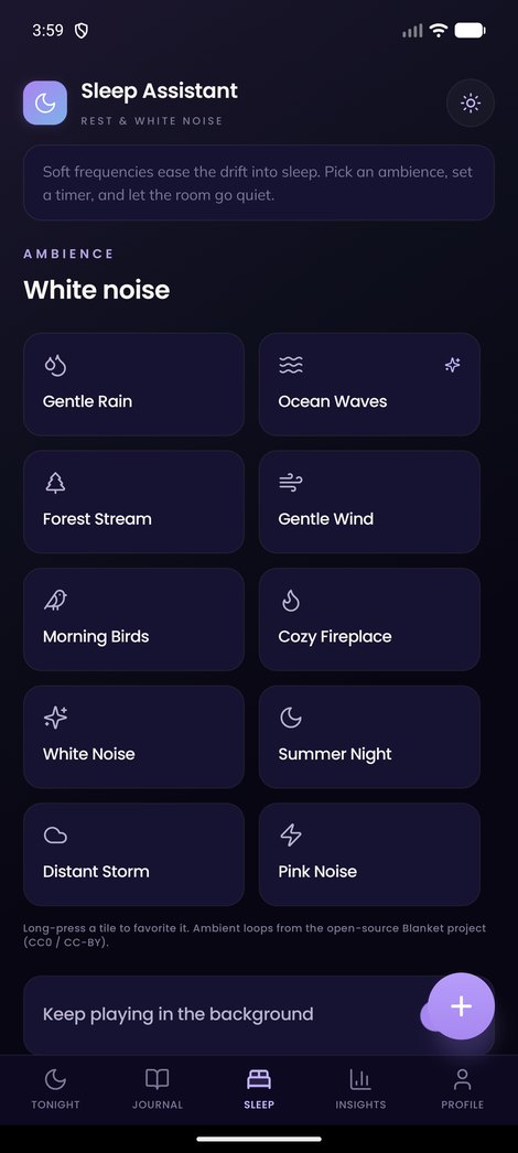Dream Codex sleep assistant screen