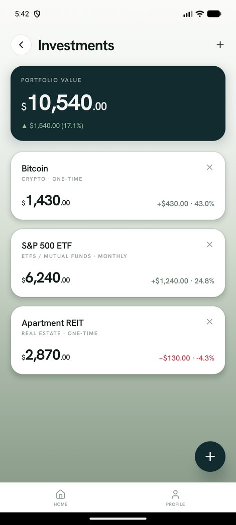 Finance Codex investments screen